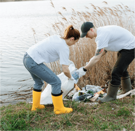 a woman and man packing dirt